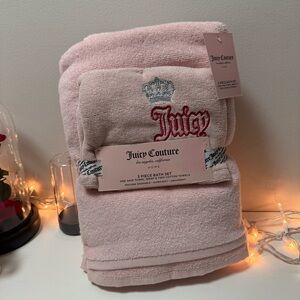 Juicy Couture Soft Pink 3 piece Towel Set with Embroidery